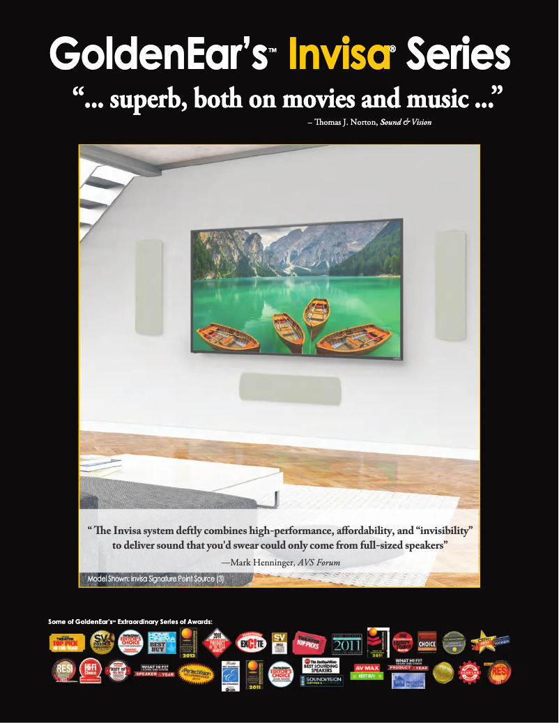 Page 1 de la notice Brochure GoldenEar Invisa HTR 8000