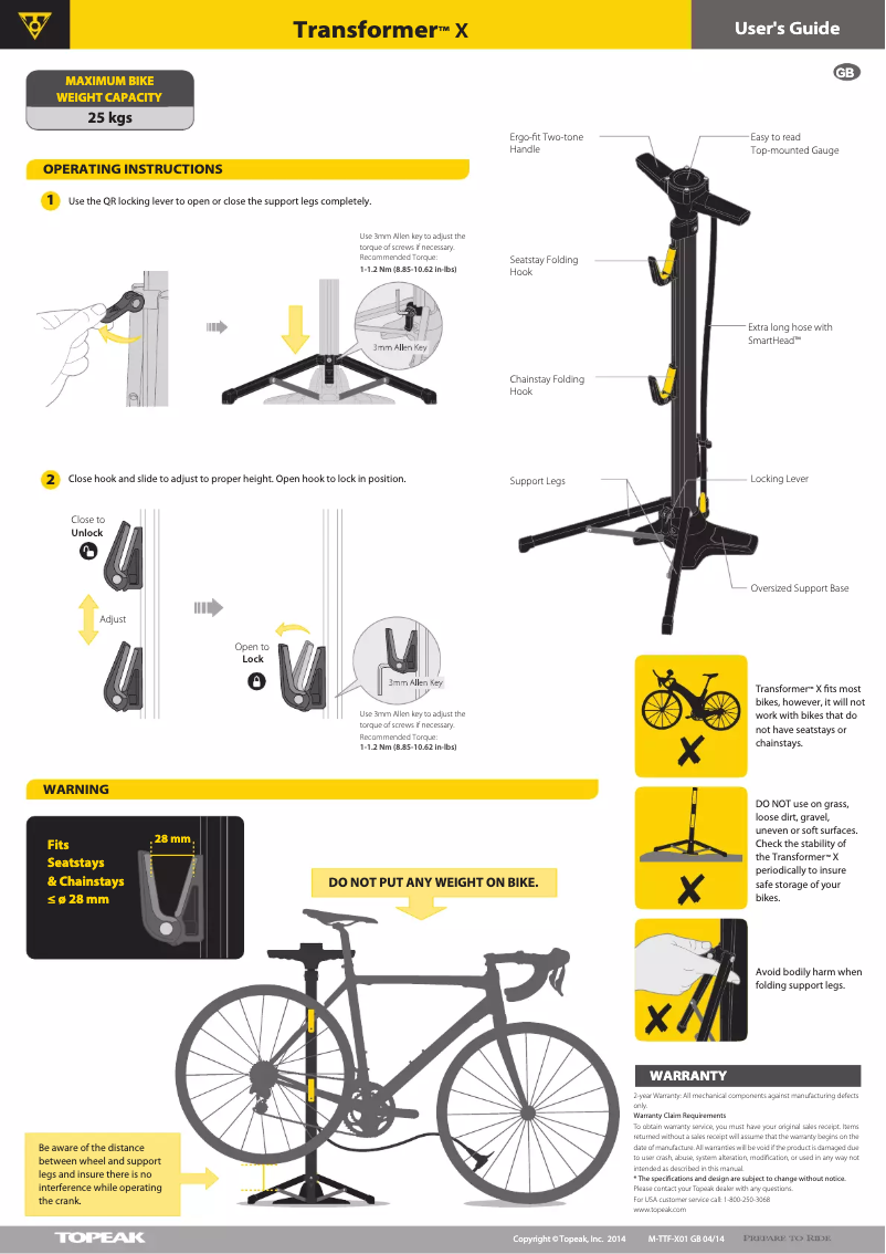 Page 1 de la notice Manuel utilisateur Topeak Transformer X