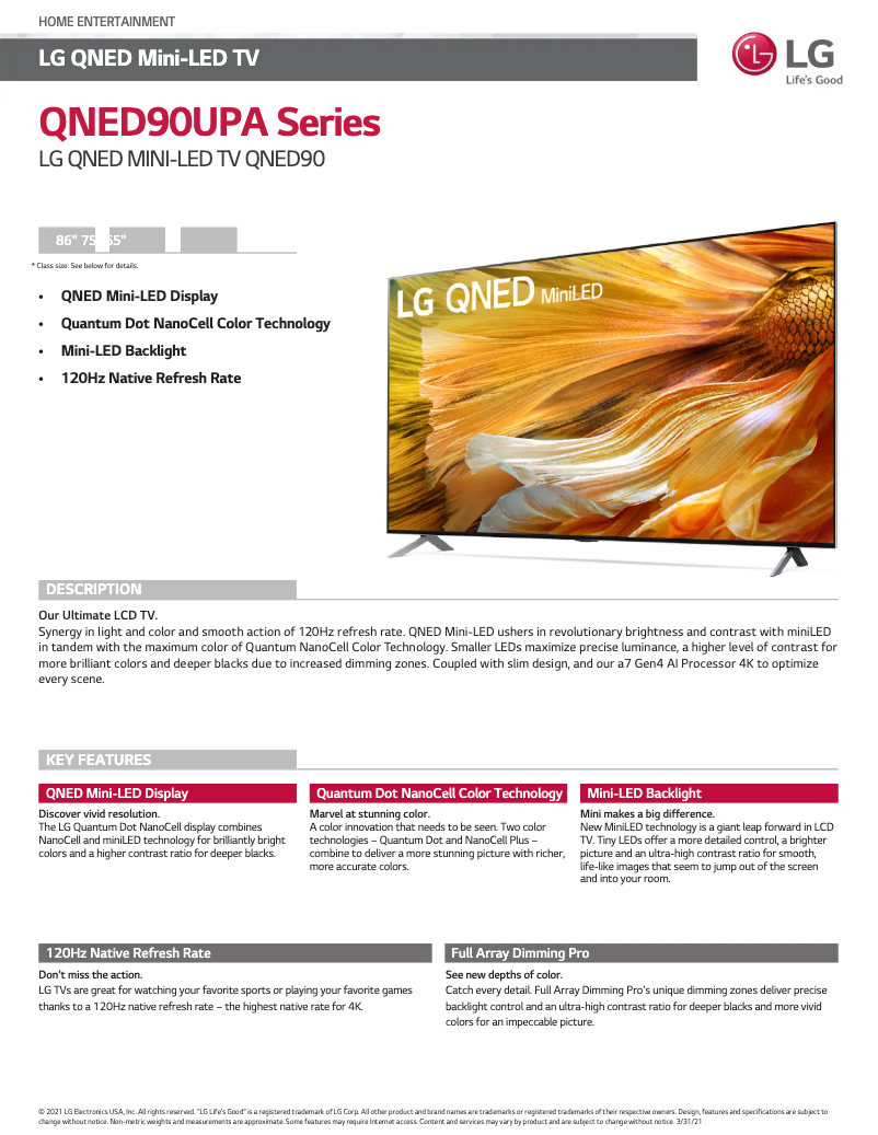 Image de la première page du manuel de l'appareil 65QNED90UPA