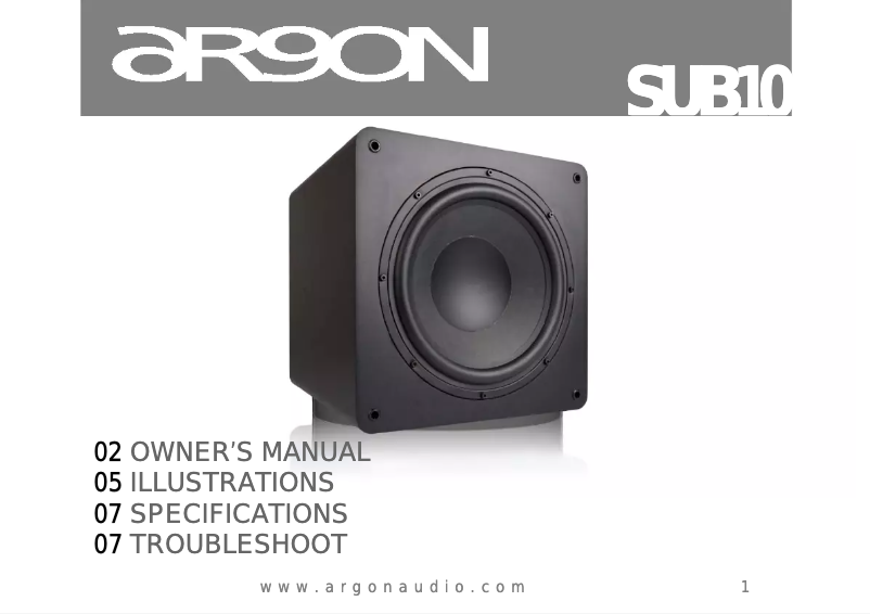 Página 1 del manual Manual de usuario Argon SUB10