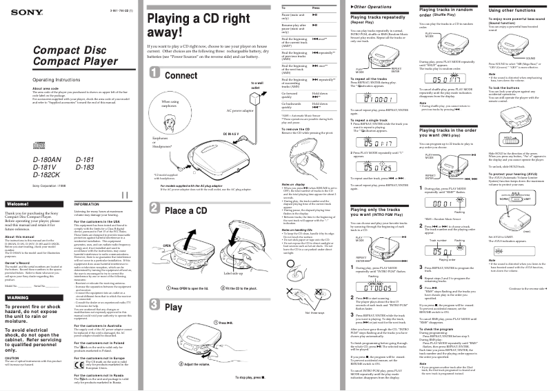 Imagen de la primera página del manual del dispositivo D-180AN