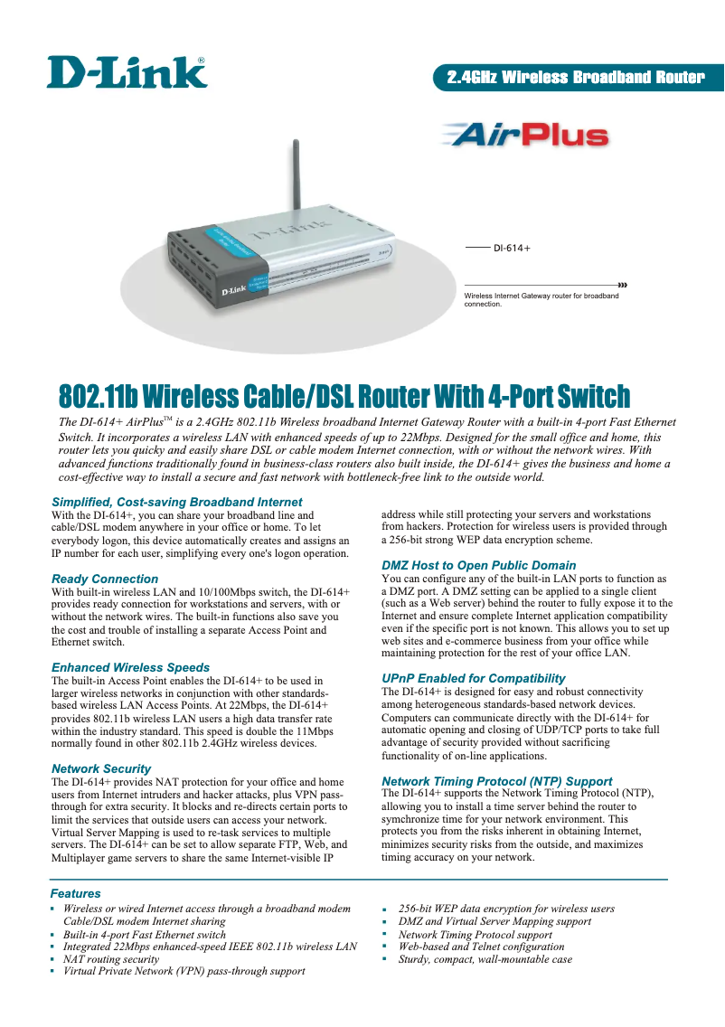 Image de la première page du manuel de l'appareil DI-614