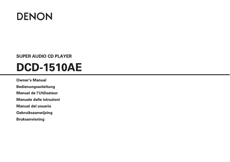 Page n°1 - Manuel utilisateur Denon DCD-1510AE