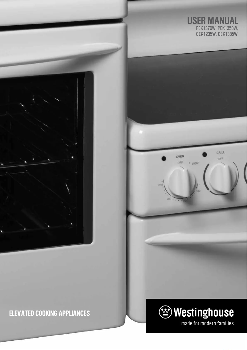 Page n°1 - Manuel utilisateur Westinghouse PEK1370W