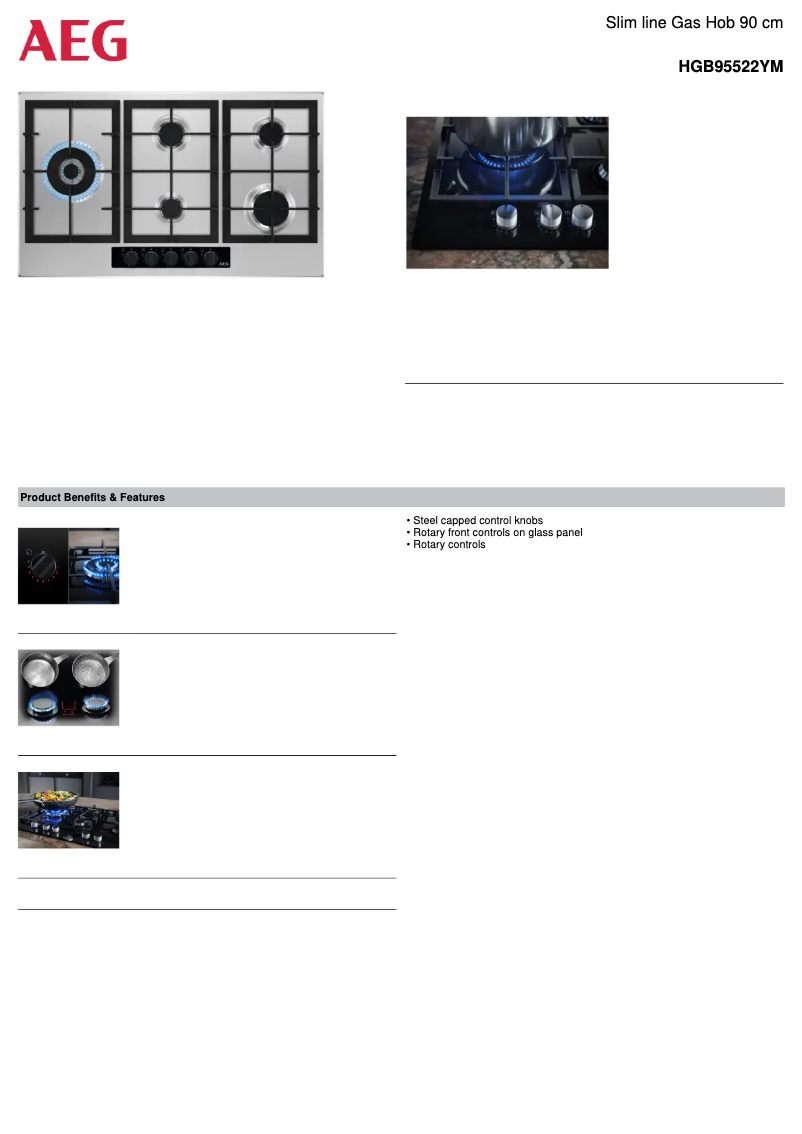 Page 1 de la notice Fiche technique AEG HGB95522YM
