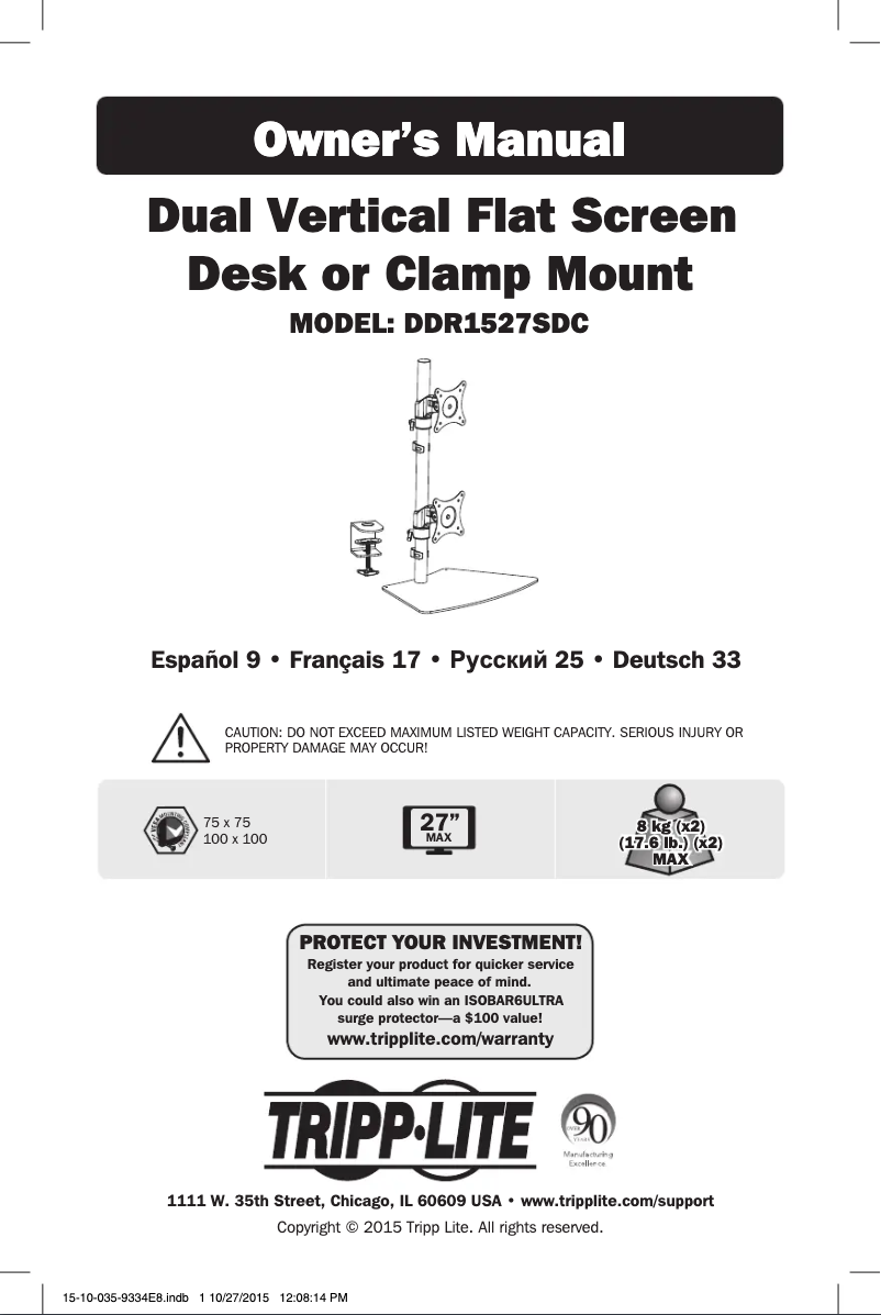 Página 1 del manual Manual de usuario Tripp Lite DDR1527SDC