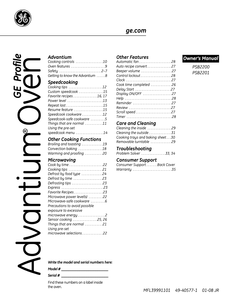 First page image of the manual for PSB2200