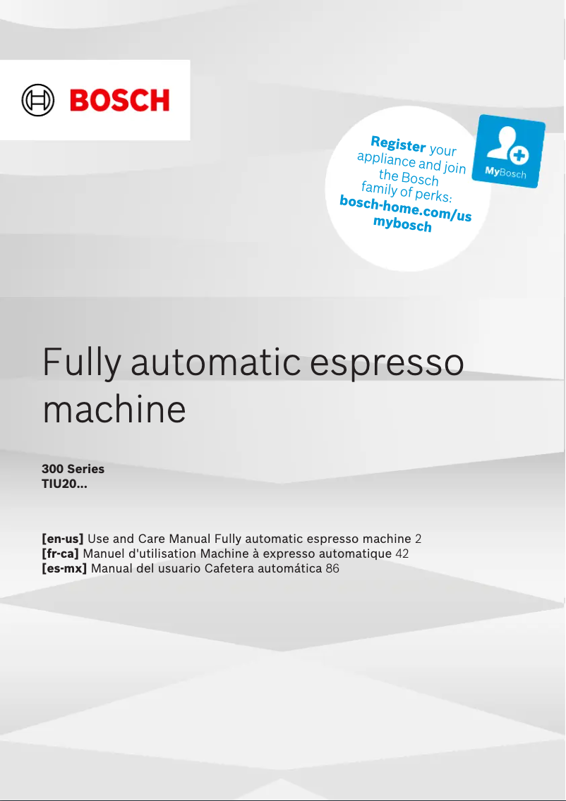 Page n°1 - Manuel d'utilisation et d'entretien Bosch TIU20508