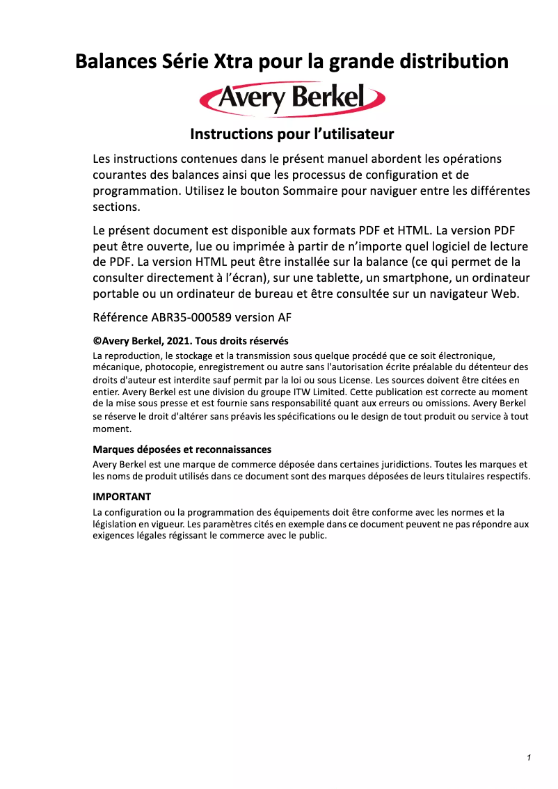 Image de la première page du manuel de l'appareil XTx300