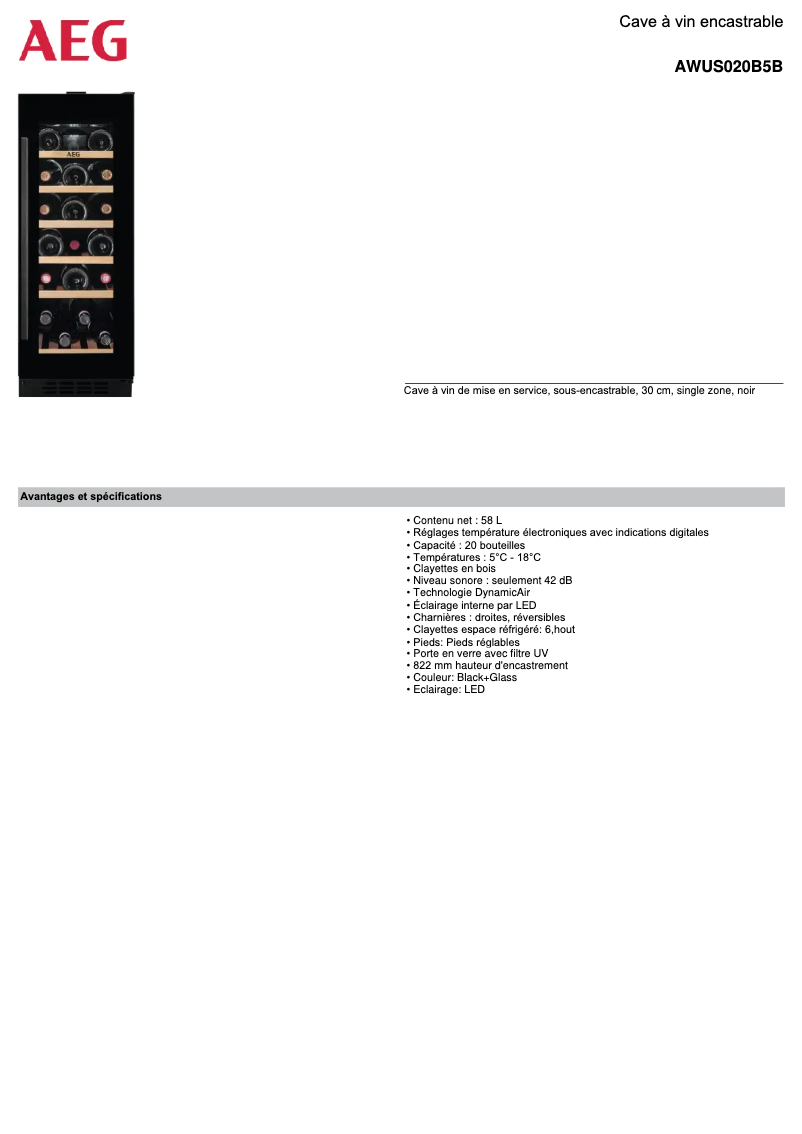 Image de la première page du manuel de l'appareil AWUS020B5B