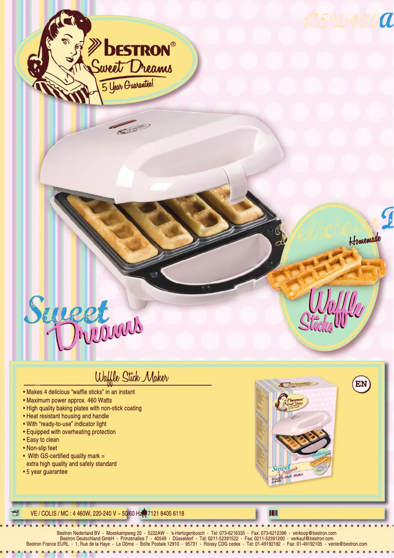 Página 1 del manual Ficha técnica Bestron ASW400