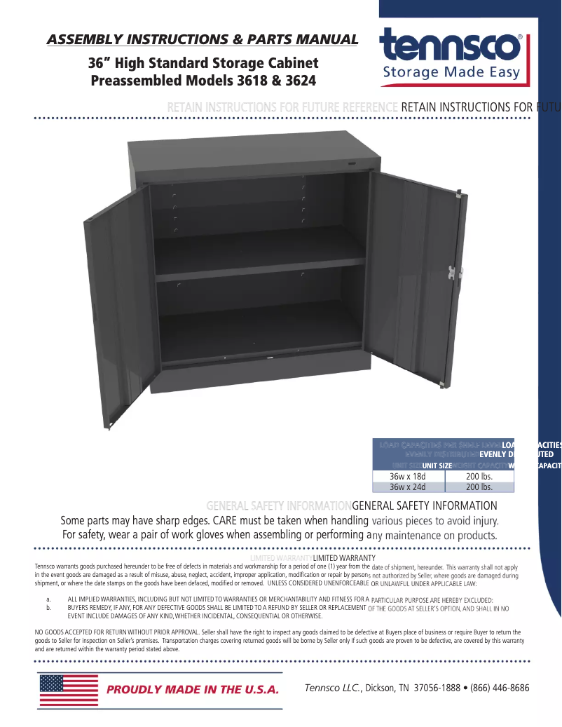 Página 1 del manual Manual de usuario Tennsco 3618