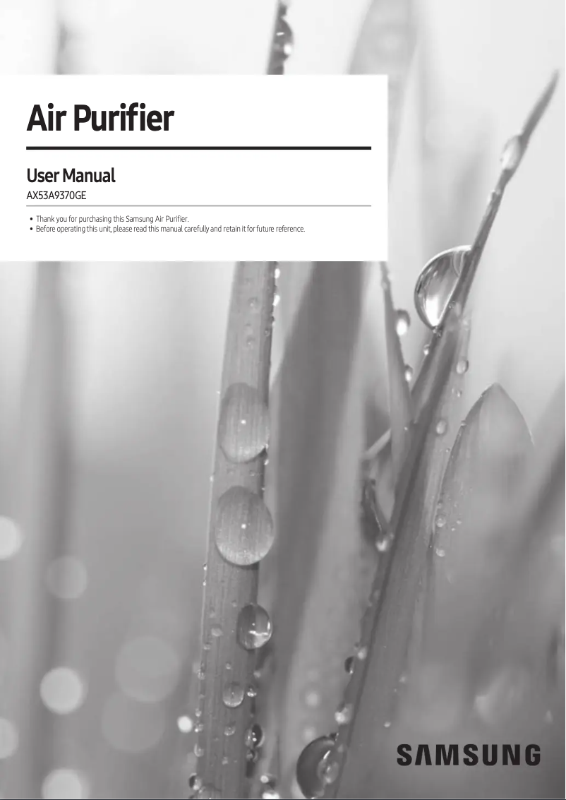 Page 1 de la notice Manuel utilisateur Samsung AX53A9370GE
