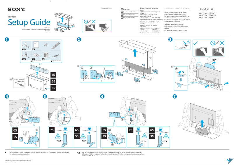 Page 1 de la notice Guide d'installation Sony XR-75X90CJ