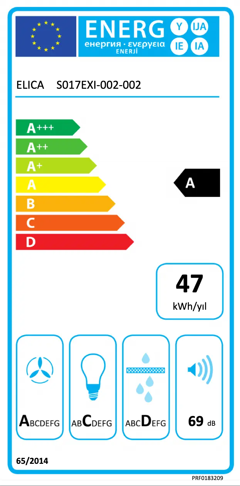 Page n°1 - Label énergétique Elica CT35 PRO PRF0183209