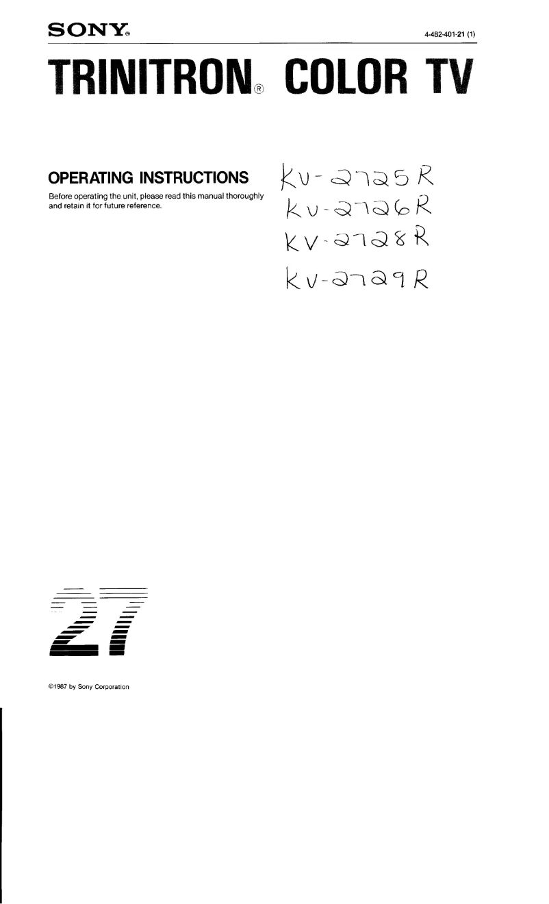 Page 1 de la notice Manuel utilisateur Sony KV-2725R