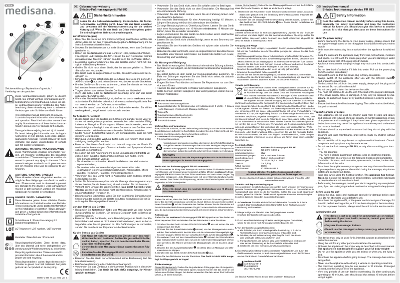 Page 1 de la notice Manuel utilisateur Medisana FM 883