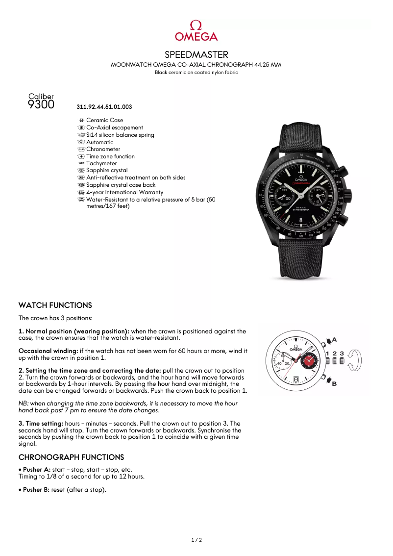 Image de la première page du manuel de l'appareil Speedmaster Dark Side of the Moon