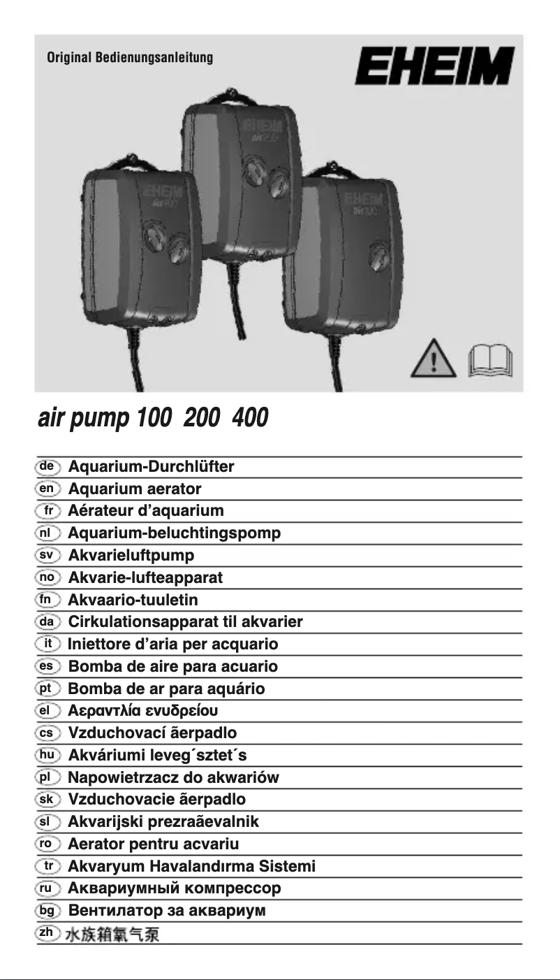 Page n°1 - Manuel utilisateur Eheim air pump 100