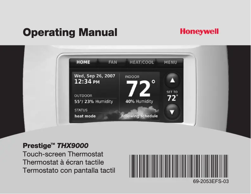 Page n°1 - Manuel utilisateur Honeywell PrestigeTM THX9000