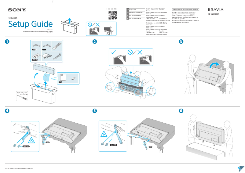 Page 1 de la notice Guide d'installation Sony KD-32W830K