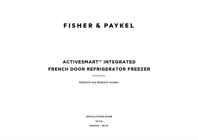 Page n°1 - Guide d'installation Fisher & Paykel RS32A72U1