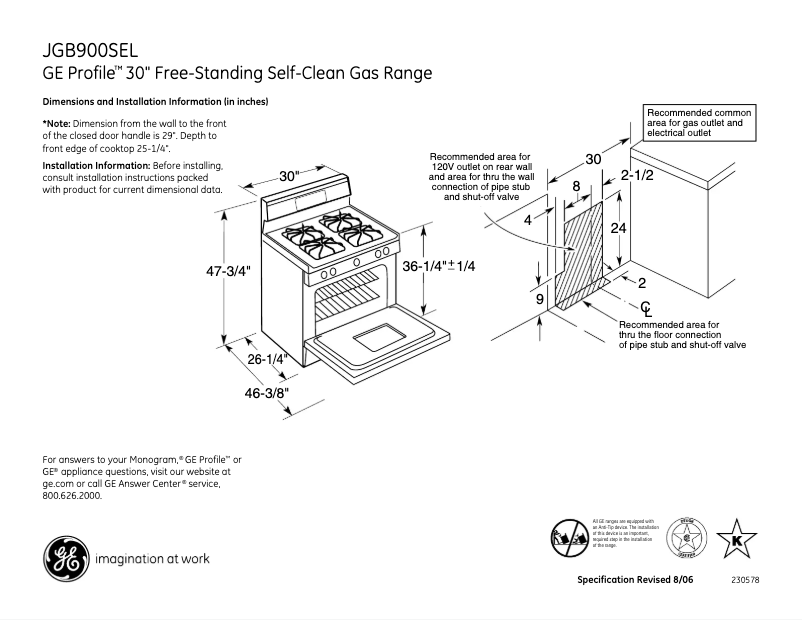 Imagen de la primera página del manual del dispositivo Profile JGB900SELSS