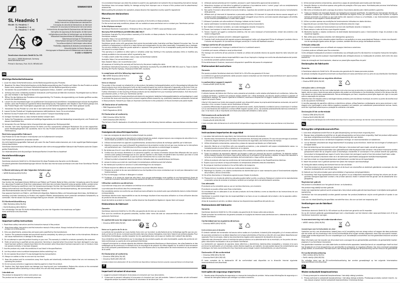 Page n°1 - Instructions de sécurité Sennheiser SL Headmic 1