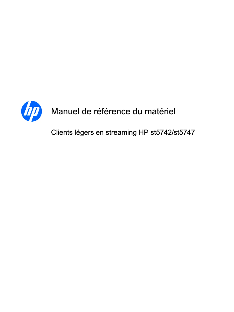 Page n°1 - Manuel utilisateur HP st5742