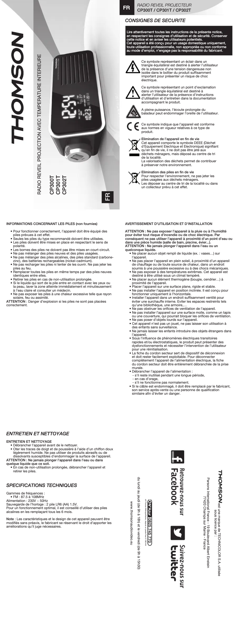 Image de la première page du manuel de l'appareil CP302T