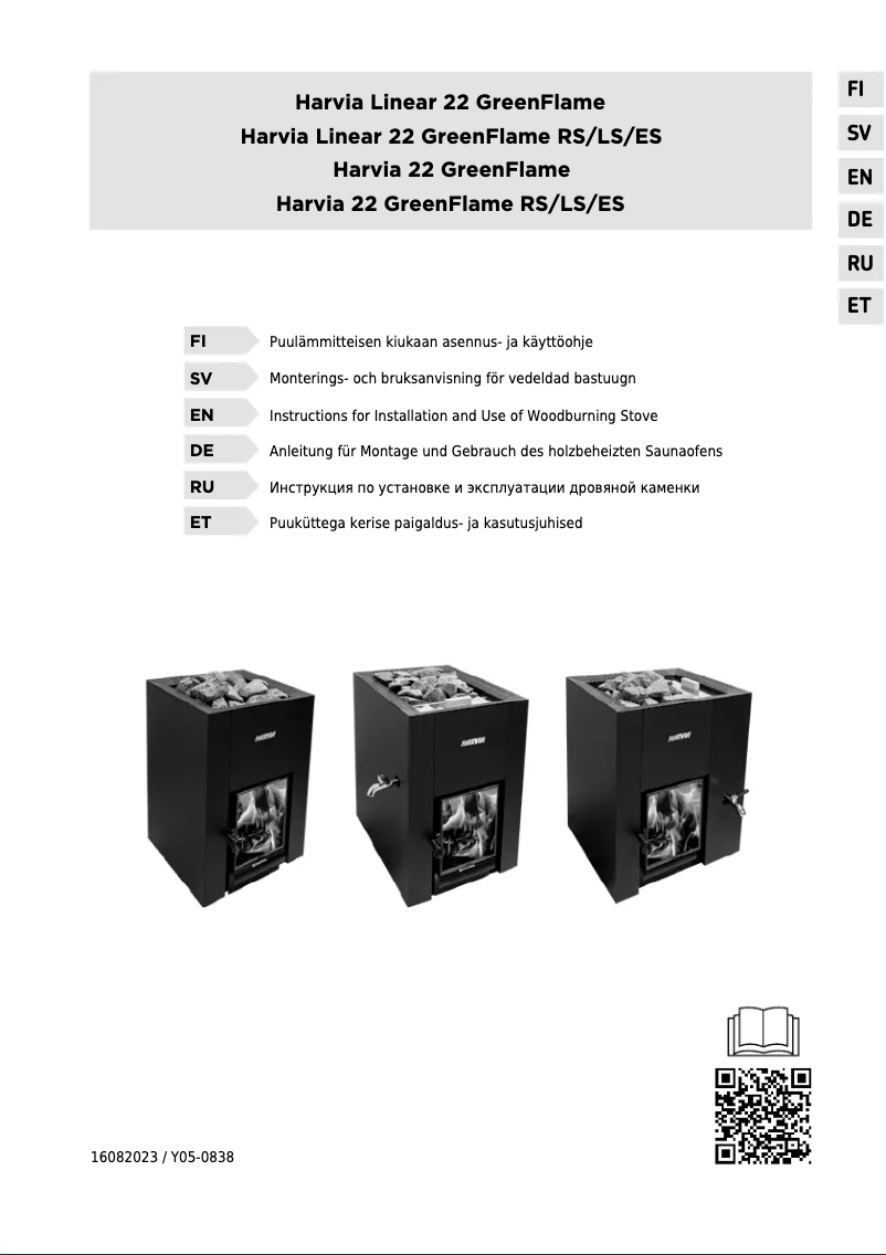 Page n°1 - Manuel utilisateur Harvia Linear WKLI22GRSM