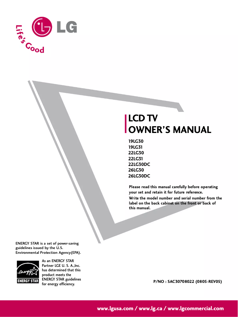 Page 1 de la notice Manuel utilisateur LG 2230DC