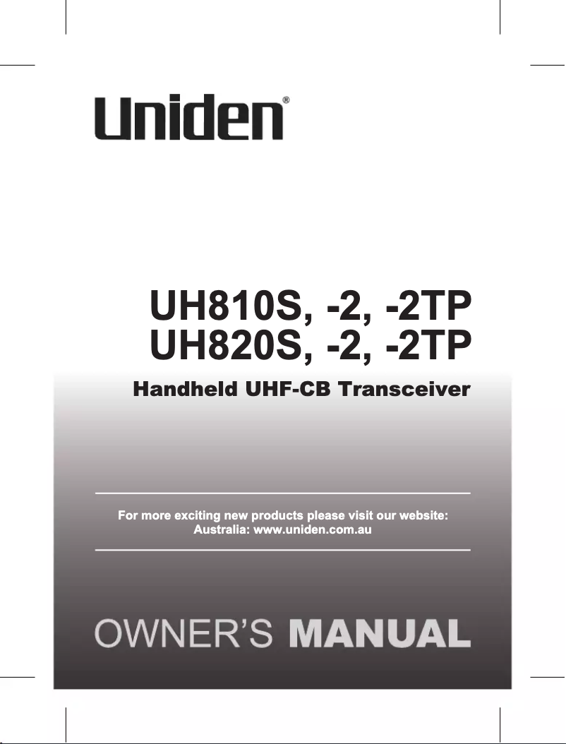 Image de la première page du manuel de l'appareil UH820S-2