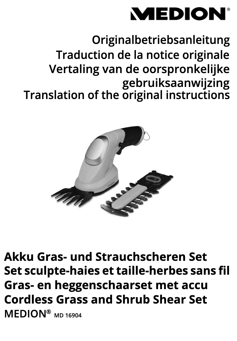 Page 1 de la notice Manuel utilisateur Medion MD 16904