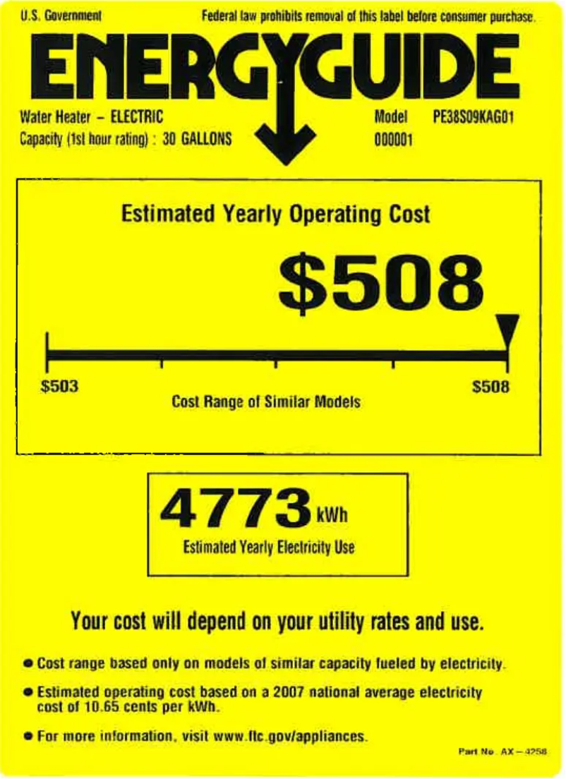 First page image of the manual for PE38S09KAG