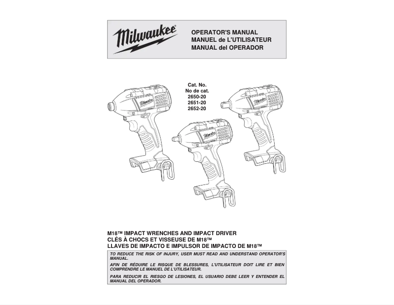 Page n°1 - Manuel utilisateur Milwaukee 2651-20