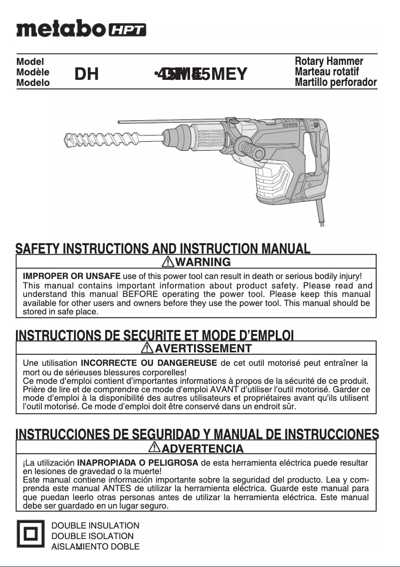 Página 1 del manual Manual de usuario Metabo DH 45ME