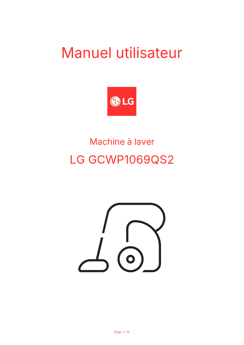Page n°1 - Manuel utilisateur LG GCWP1069QS2