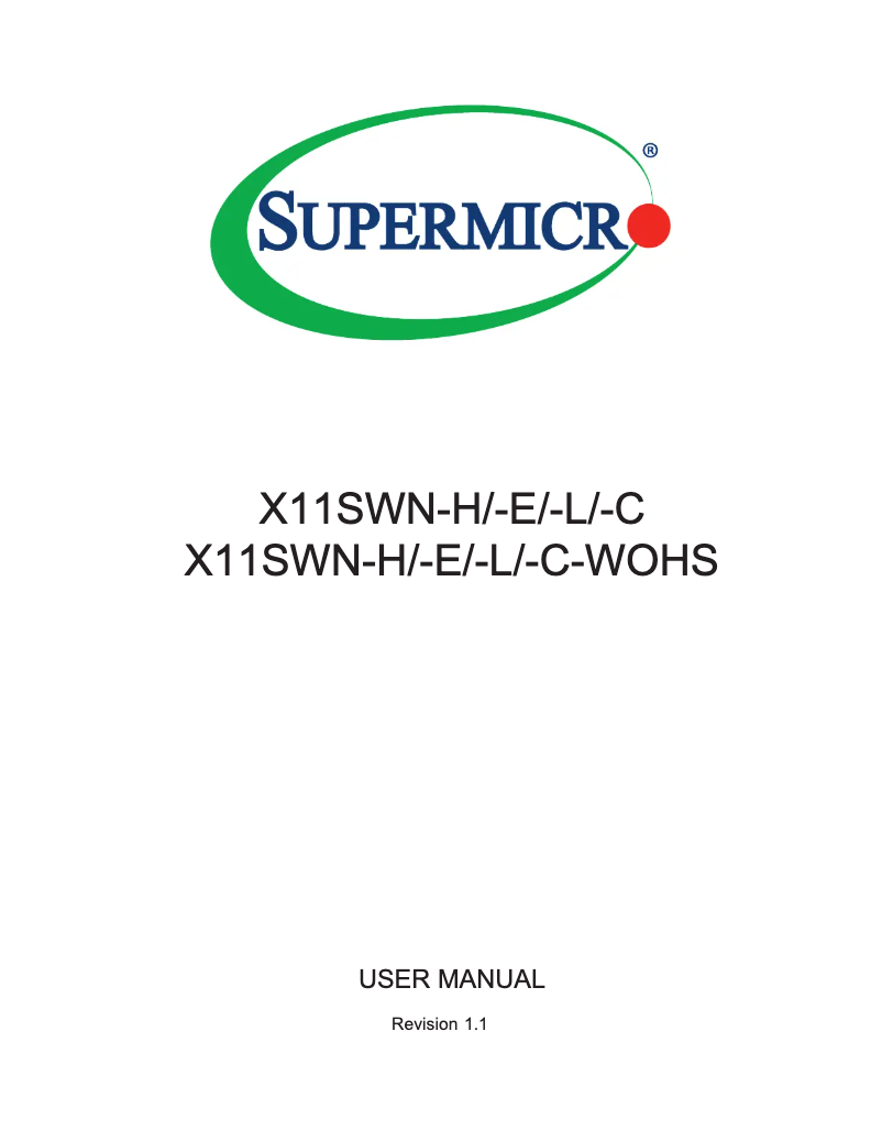 Page 1 de la notice Manuel utilisateur Supermicro X11SWN-C