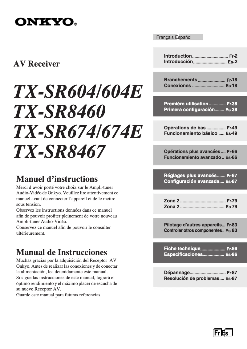 Page n°1 - Manuel utilisateur Onkyo TX-SR604E