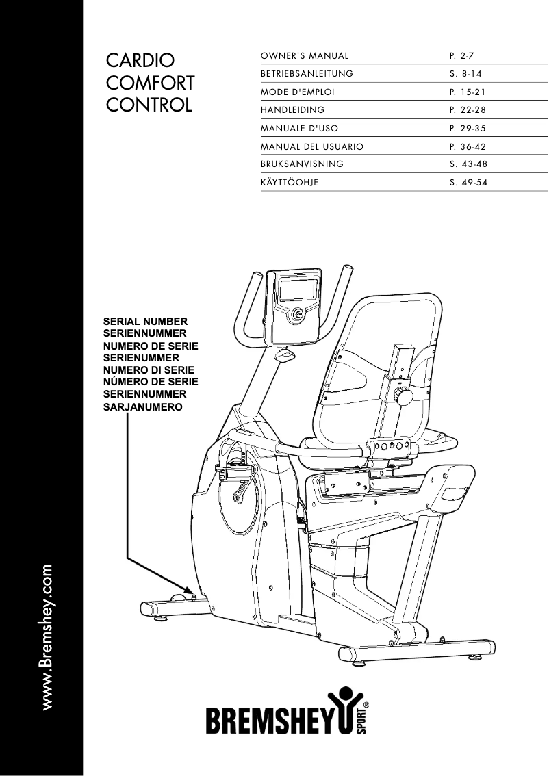 Page 1 de la notice Manuel utilisateur Bremshey Cardio Comfort Control