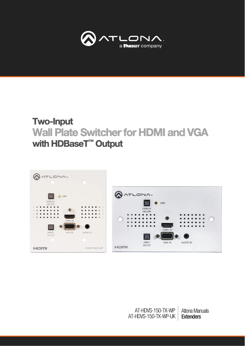 Page 1 de la notice Manuel utilisateur Atlona AT-HDVS-150-TX-WP
