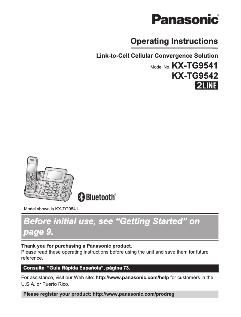 Page n°1 - Manuel utilisateur Panasonic KX-TG9542B