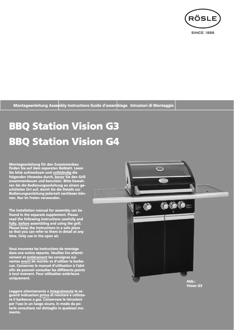 Image de la première page du manuel de l'appareil BBQ Station Vision G4