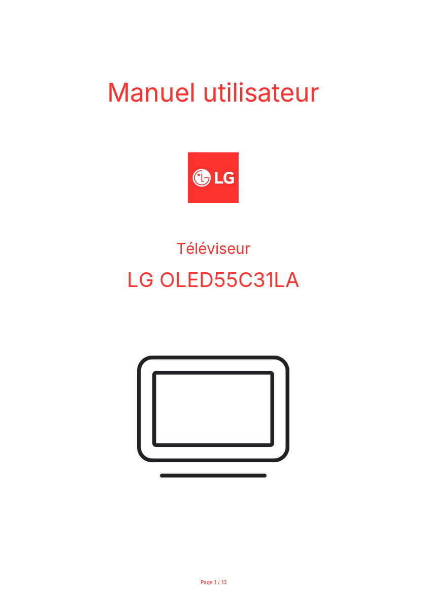 Image de la première page du manuel de l'appareil OLED55C31LA