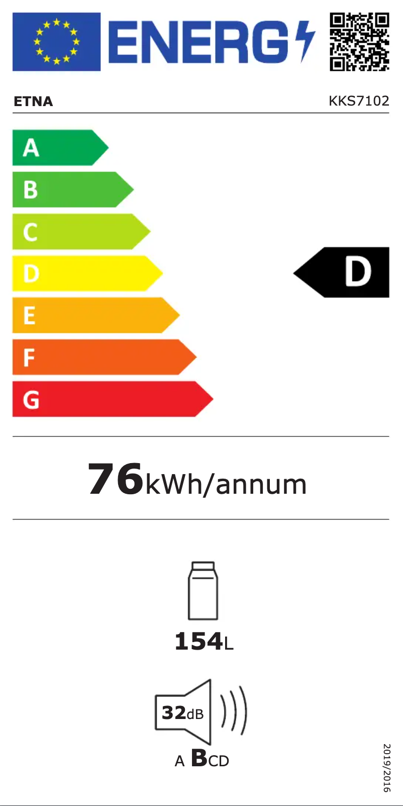 Page n°1 - Label énergétique Etna KKS7102