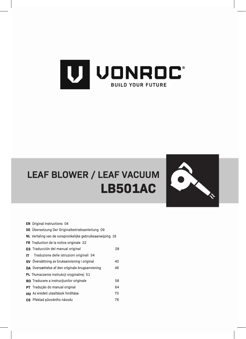 Page n°1 - Manuel utilisateur Vonroc LB501AC