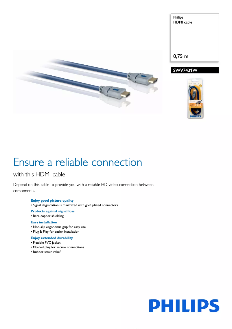 Image de la première page du manuel de l'appareil SWV7431W