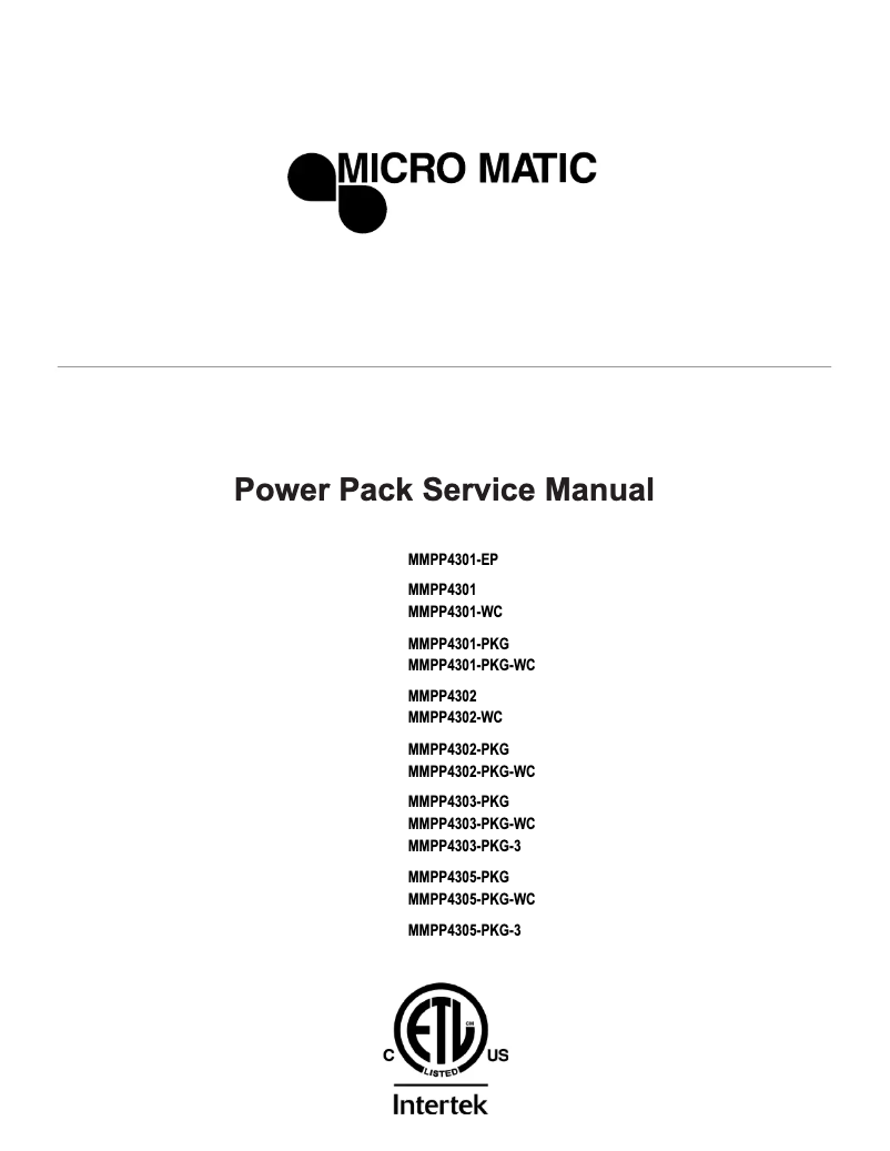 Página 1 del manual Manual de usuario Micro Matic MMPP4301-PKG