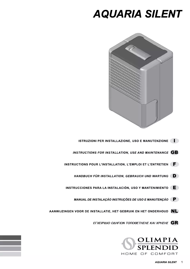 Page 1 de la notice Manuel utilisateur Olimpia Splendid Aquaria Silent 14